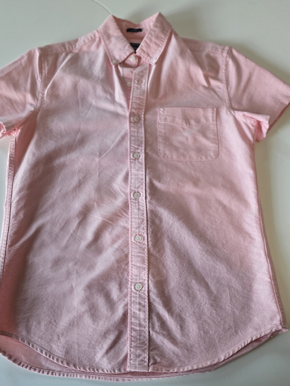 J. Crew Men's FLEX oxford Slim Light Pink Short-Sleeve Button-Down Shirt